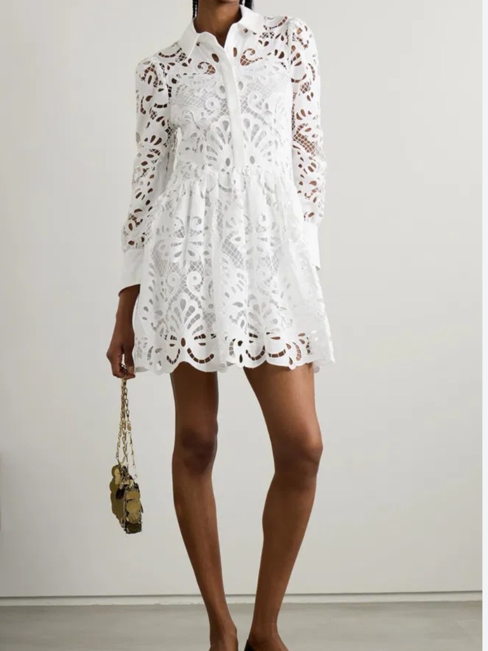 SELF PORTRAIT Women's White Lace Shirt Dress